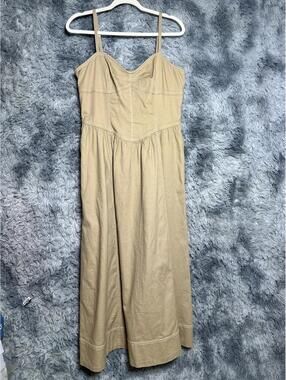 Beige Sleeveless Maxi Dress with Sweetheart Neckline